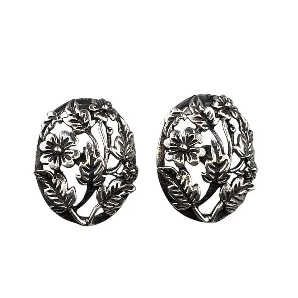 TH-90 Mexico Sterling Silver Pierced Earrings 1.25